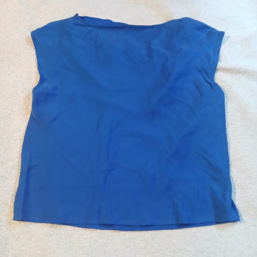 Banana Republic Factory Women's Cowl Neck Cap Sleeve Blouse Blue GUC - Picture 6 of 7